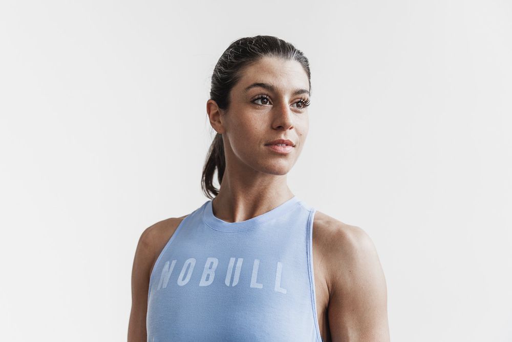 NOBULL Women's High-Neck Tank Tops - Blue Vista - Ireland (0689CXATW)